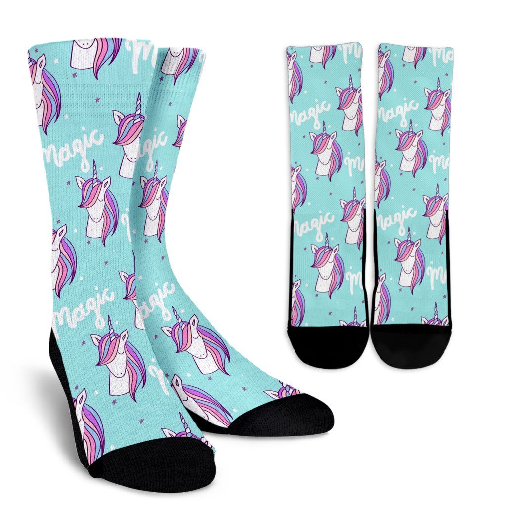 Unicorn Pastel Pattern Print Unisex Crew Socks-grizzshop