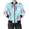 Unicorn Pastel Pattern Print Women Casual Bomber Jacket-grizzshop