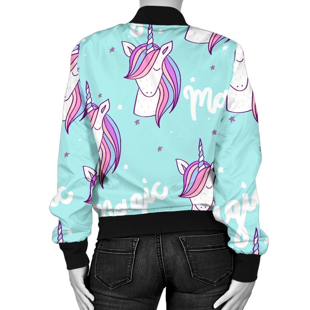 Unicorn Pastel Pattern Print Women Casual Bomber Jacket-grizzshop