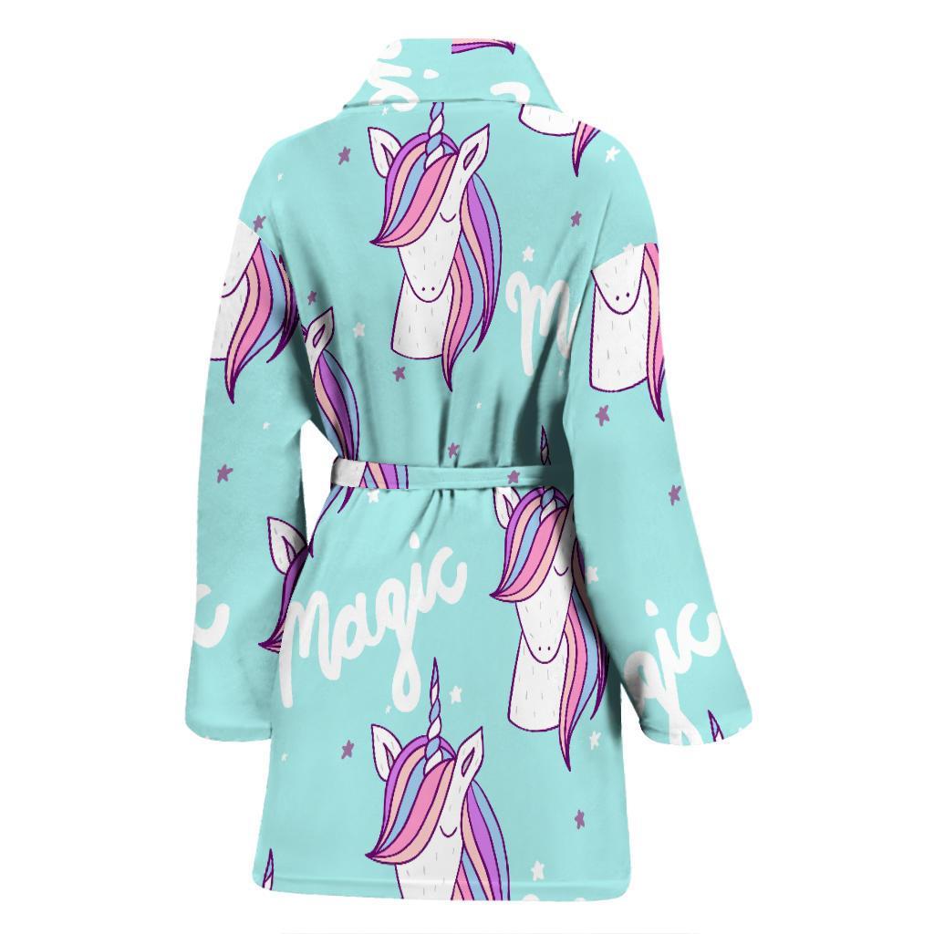 Unicorn Pastel Pattern Print Women Long Robe-grizzshop