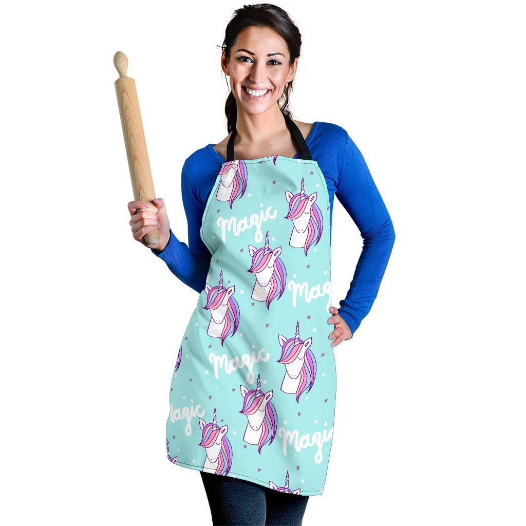 Unicorn Pastel Pattern Print Women's Apron-grizzshop