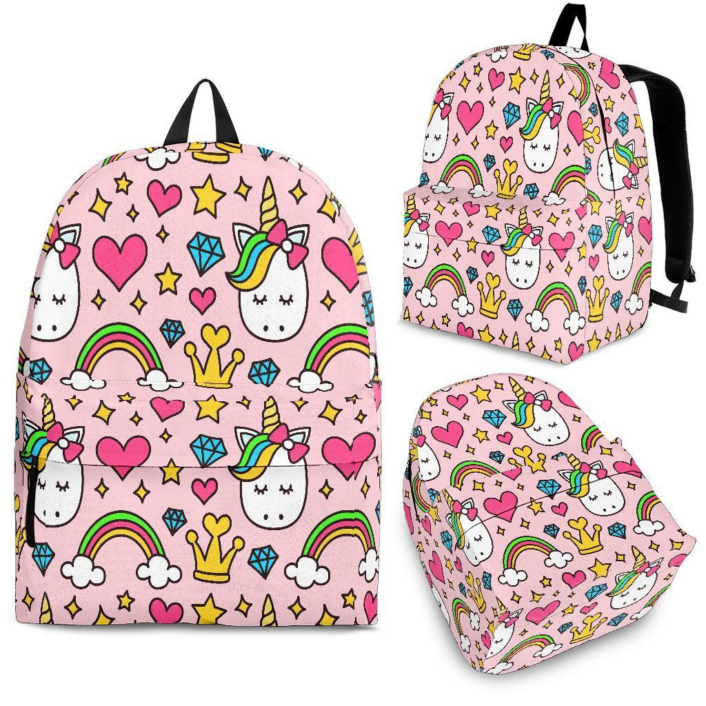 Unicorn Pattern Print Backpack-grizzshop