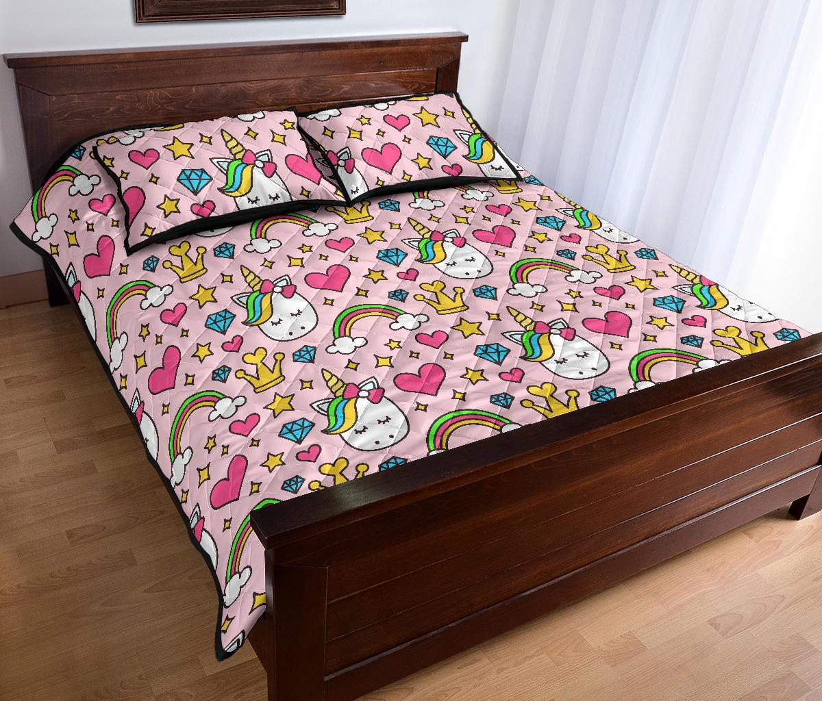 Unicorn Pattern Print Bed Set Quilt-grizzshop