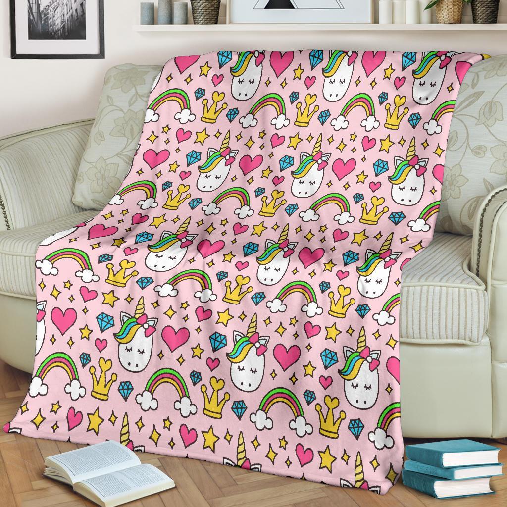 Unicorn Pattern Print Blanket-grizzshop