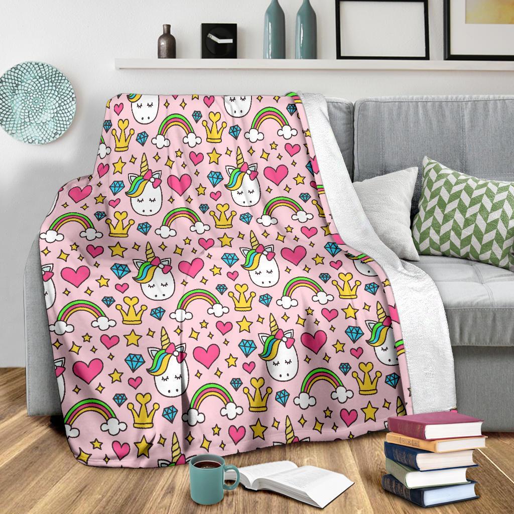 Unicorn Pattern Print Blanket-grizzshop