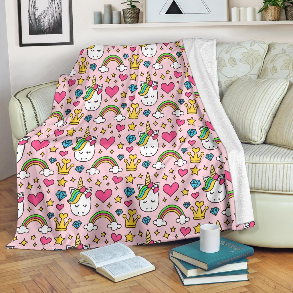 Unicorn Pattern Print Blanket-grizzshop