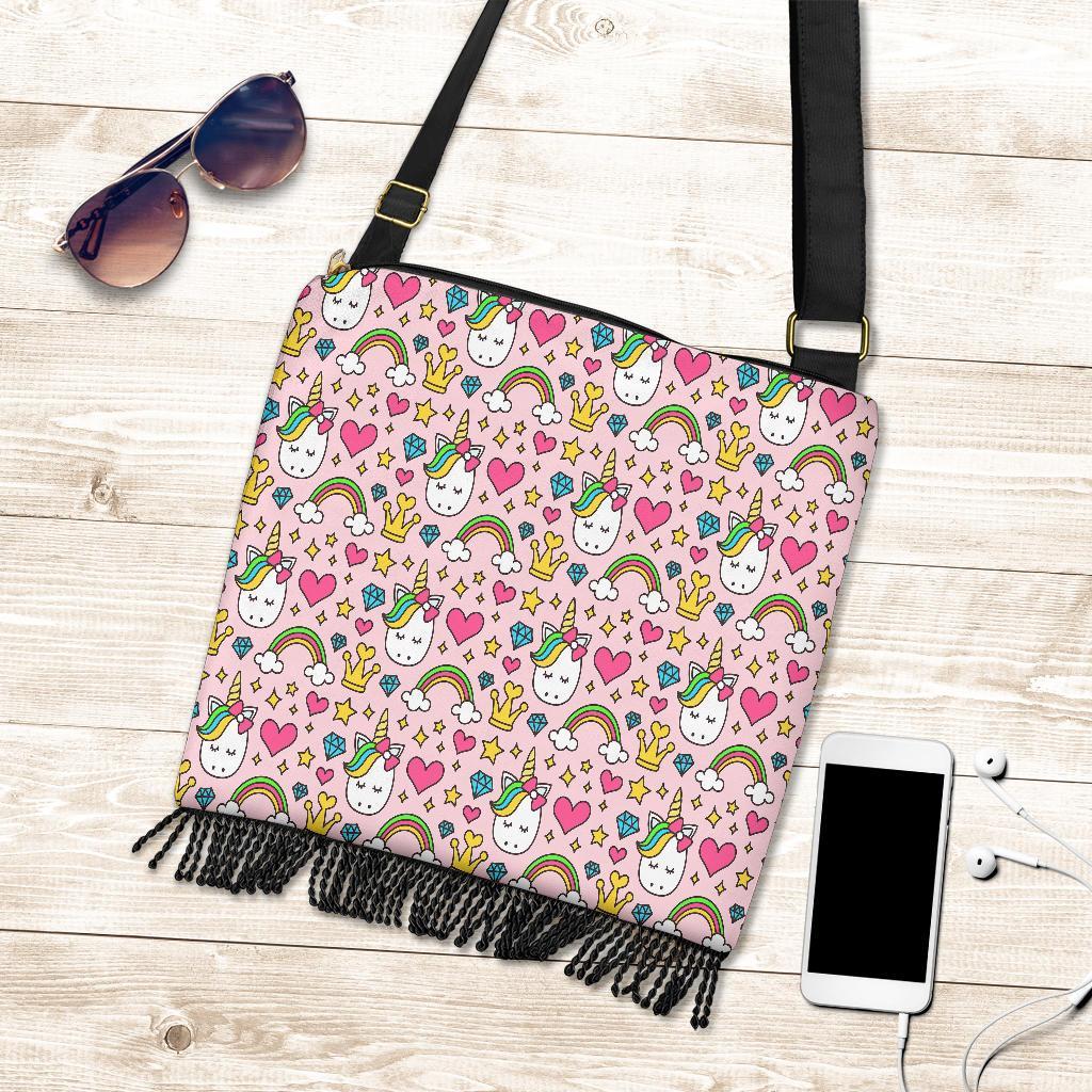 Unicorn Pattern Print Crossbody bags-grizzshop