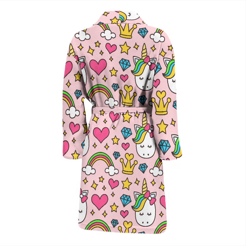 Unicorn Pattern Print Men Long Robe-grizzshop