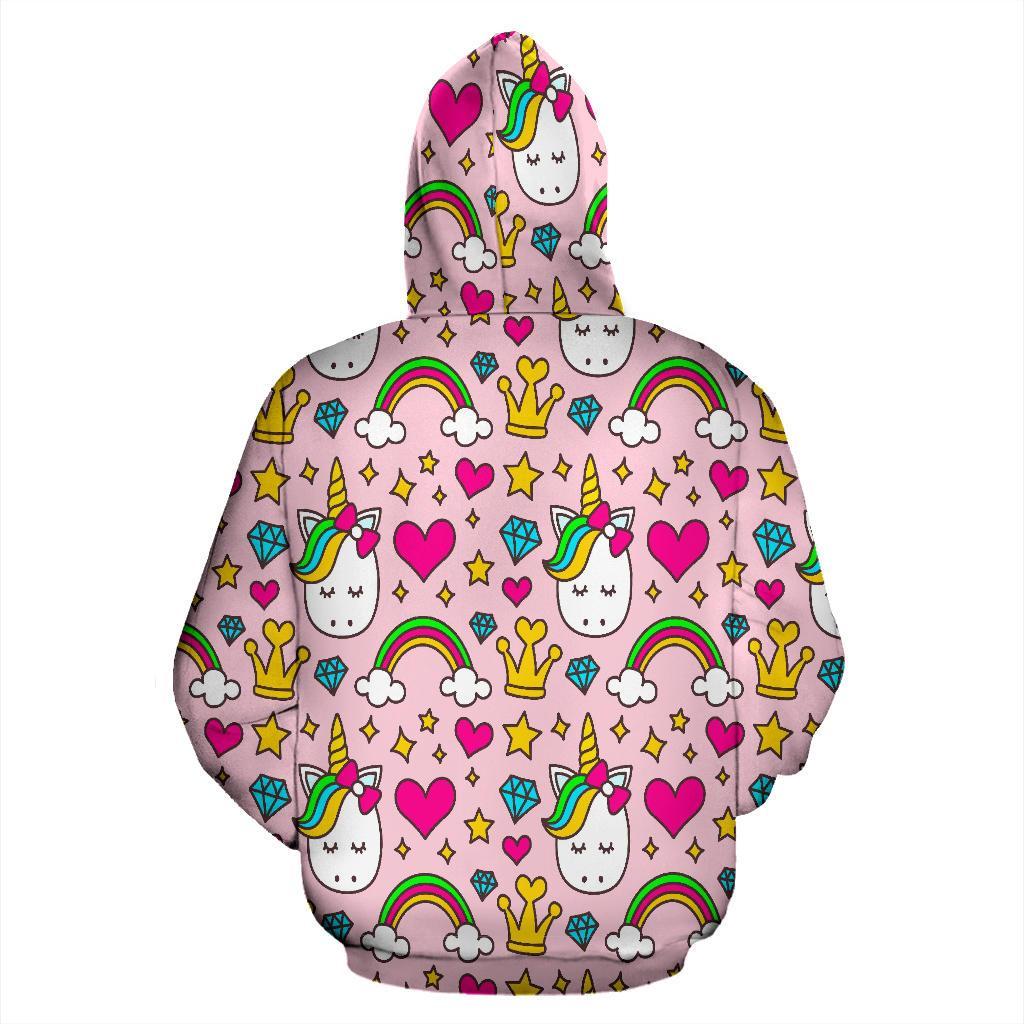 Unicorn Pattern Print Men Women Pullover Hoodie-grizzshop
