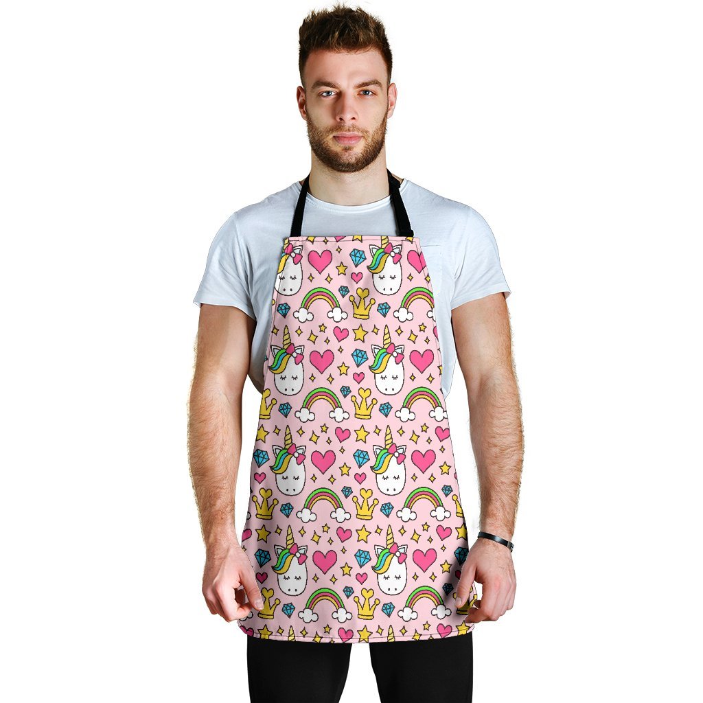 Unicorn Pattern Print Men's Apron-grizzshop