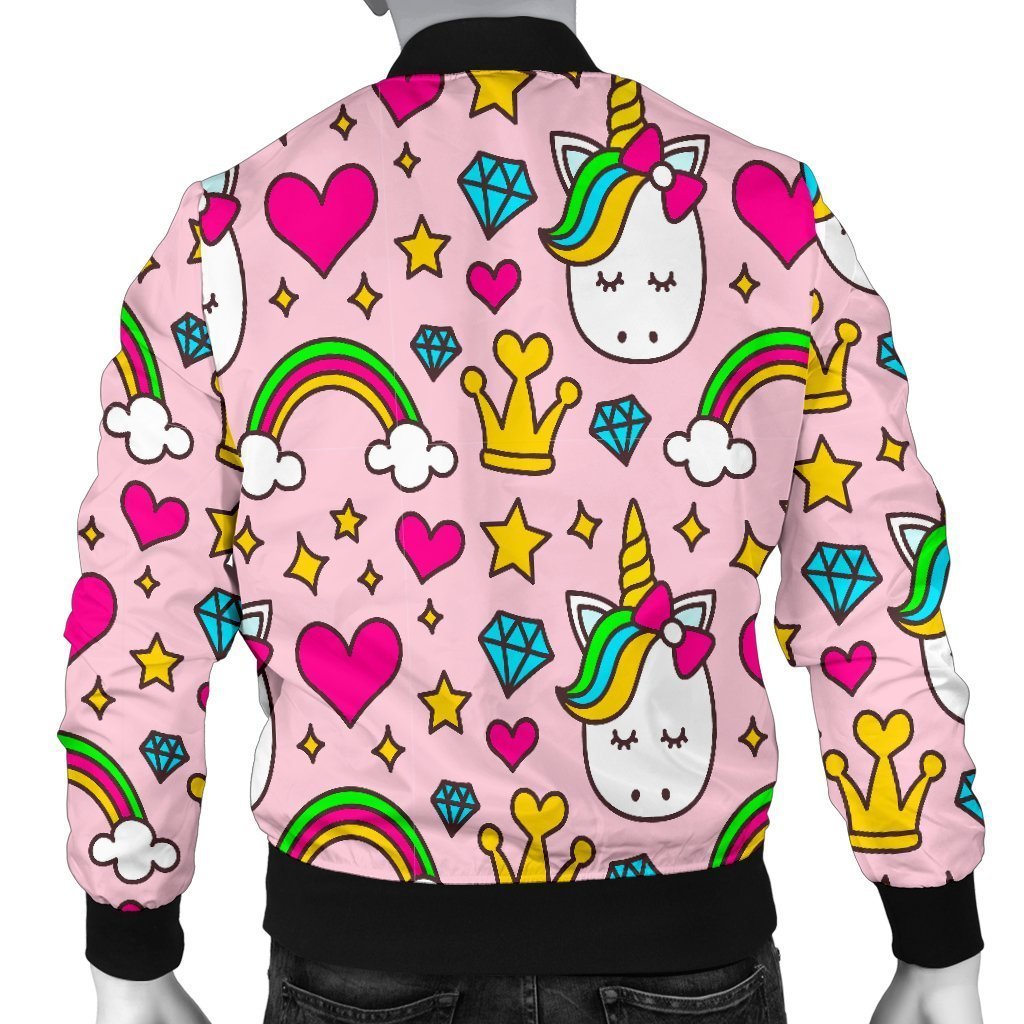 Unicorn Pattern Print Men's Bomber Jacket-grizzshop