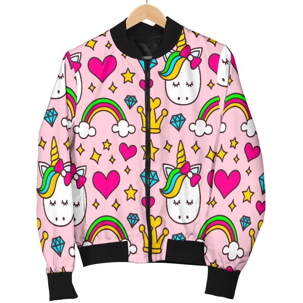 Unicorn Pattern Print Men's Bomber Jacket-grizzshop