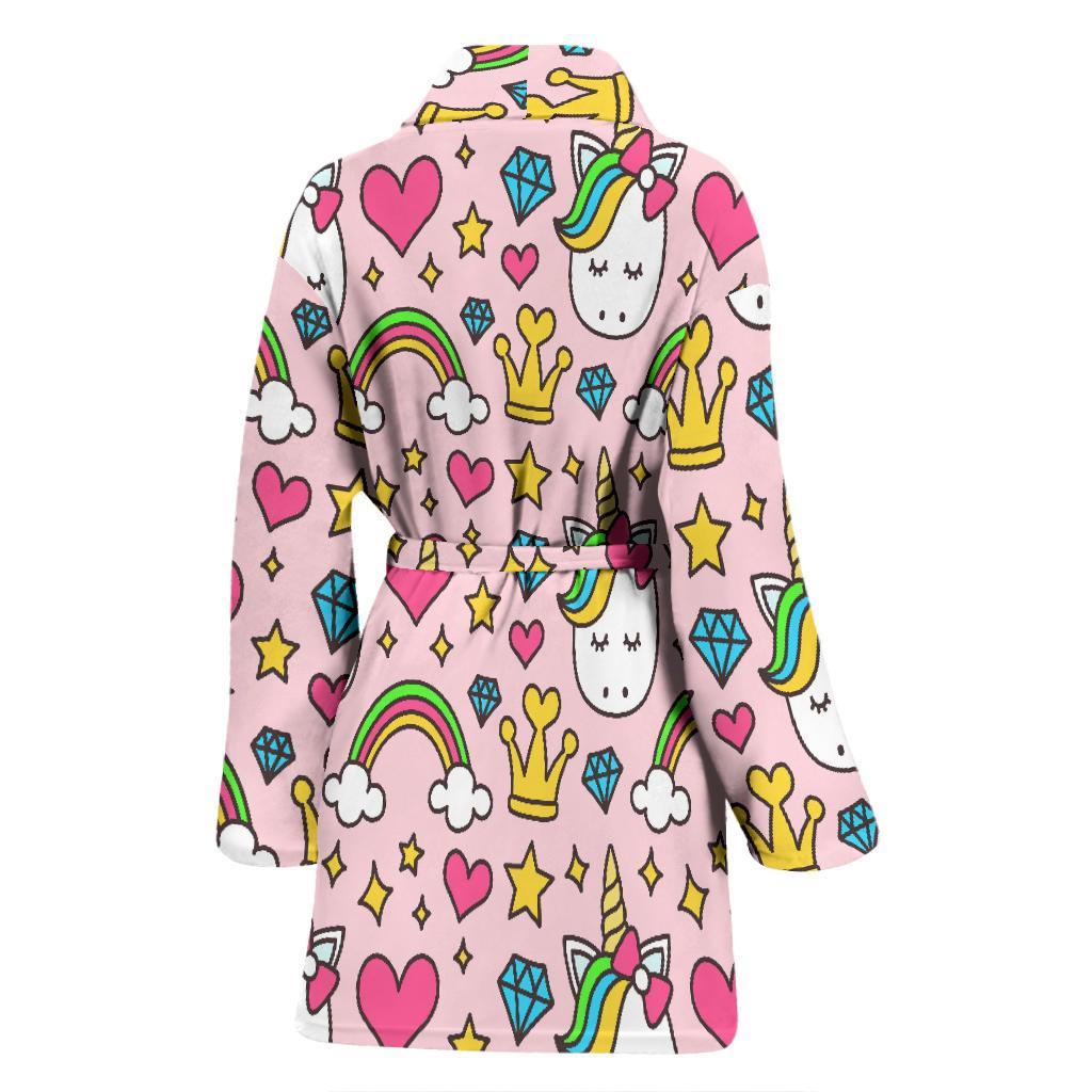 Unicorn Pattern Print Women Long Robe-grizzshop