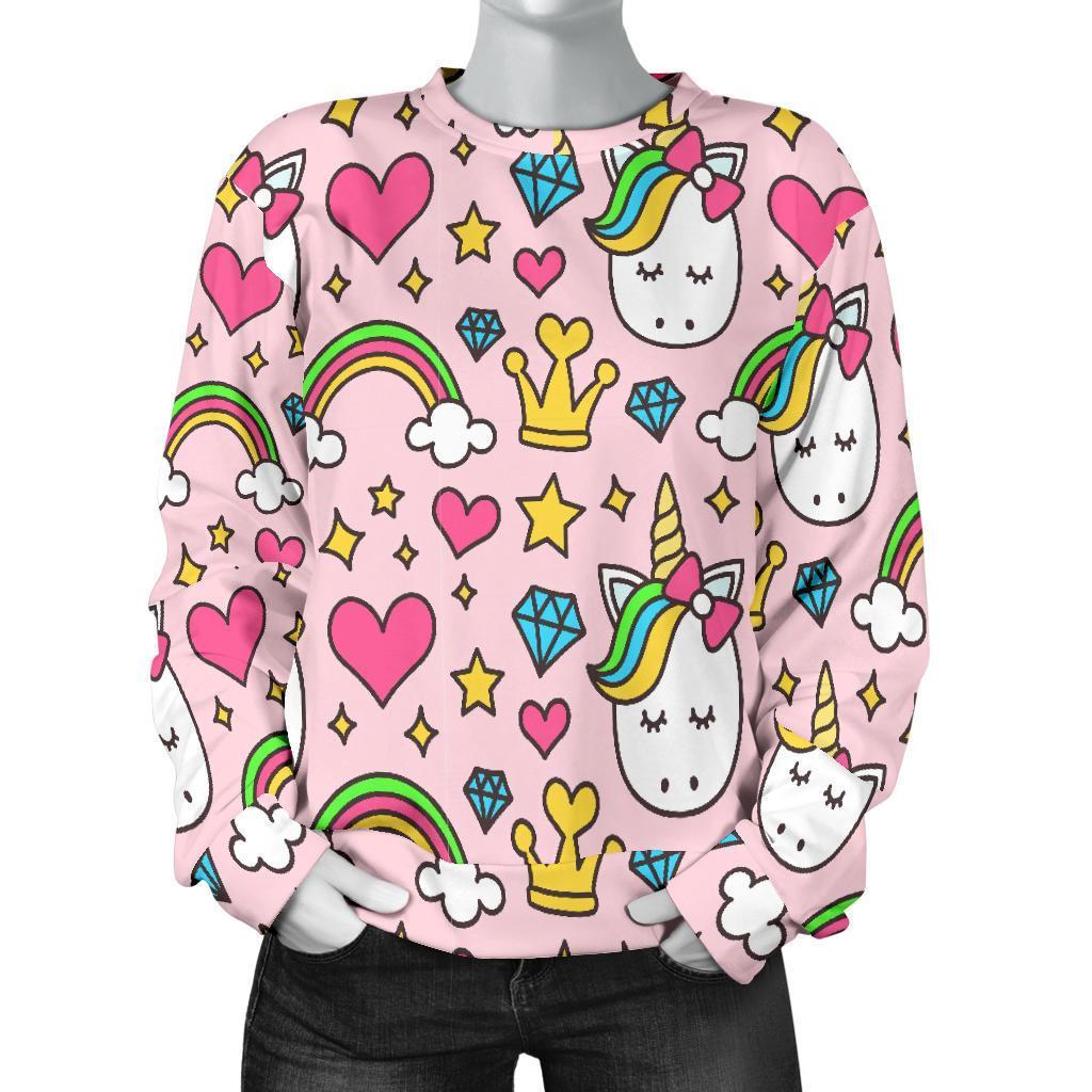 Unicorn Pattern Print Women's Sweatshirt-grizzshop