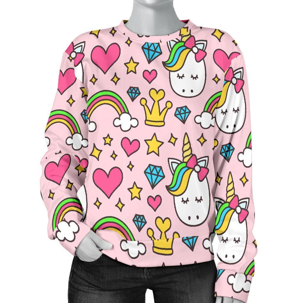 Unicorn Pattern Print Women's Sweatshirt-grizzshop