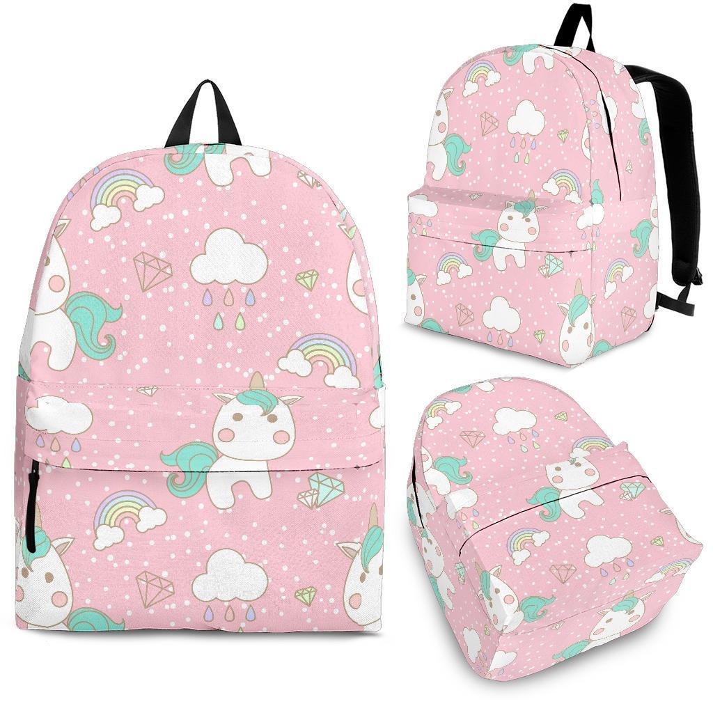 Unicorn Pink Pattern Print Backpack-grizzshop