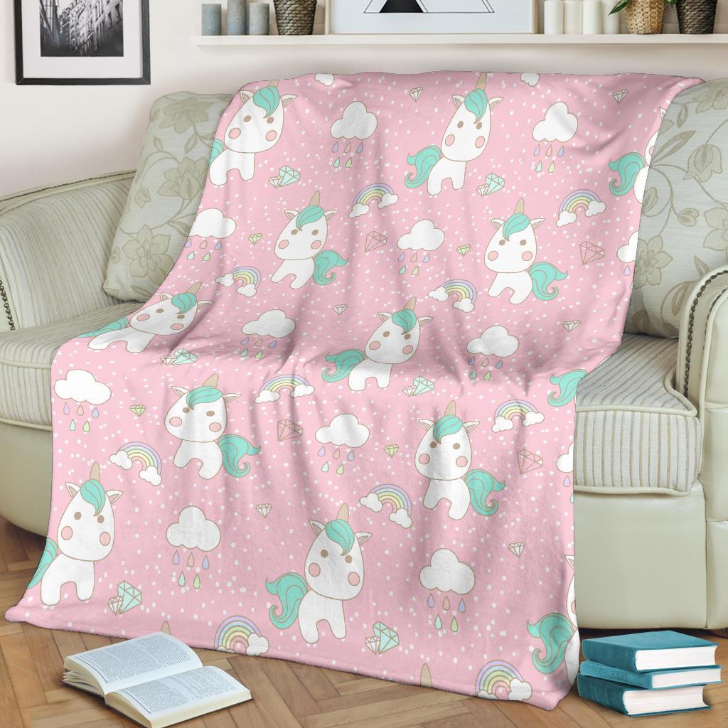 Unicorn Pink Pattern Print Blanket-grizzshop