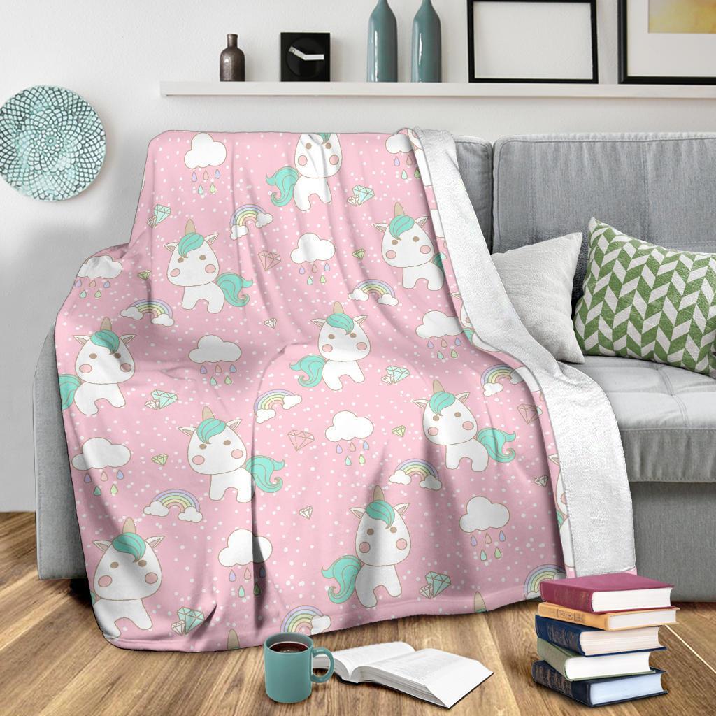 Unicorn Pink Pattern Print Blanket-grizzshop