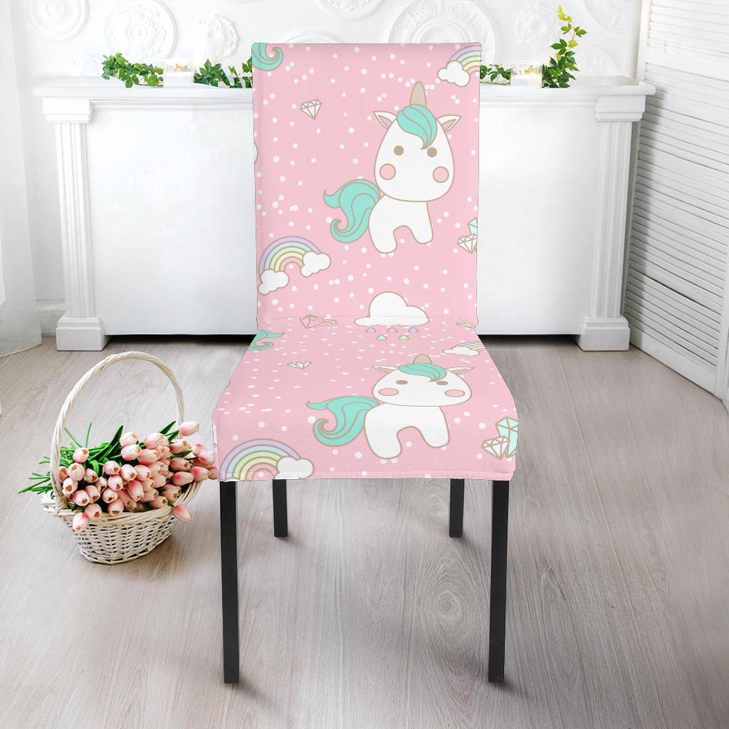 Unicorn Pink Pattern Print Chair Cover-grizzshop