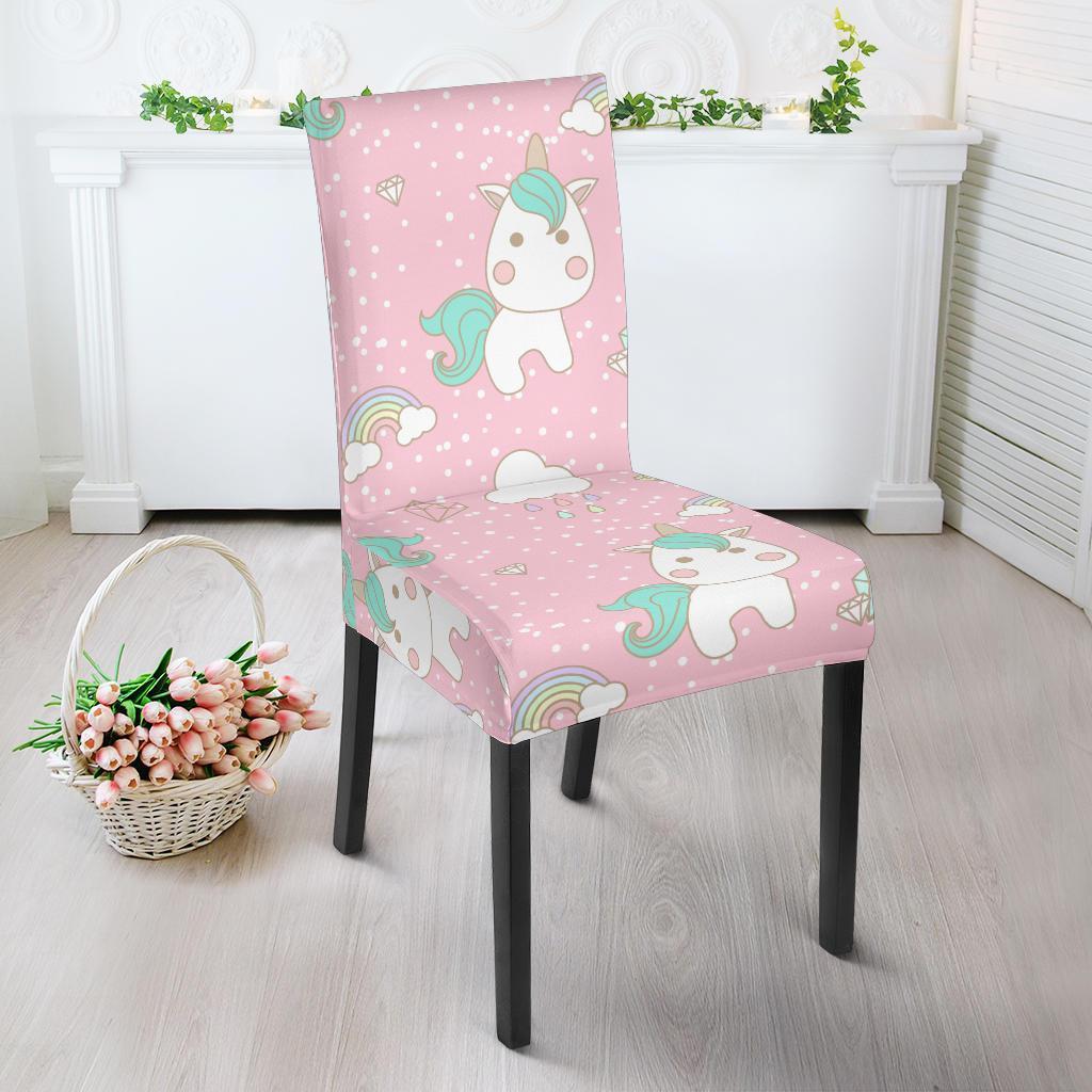 Unicorn Pink Pattern Print Chair Cover-grizzshop