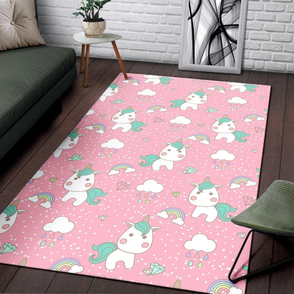 Unicorn Pink Pattern Print Floor Mat-grizzshop