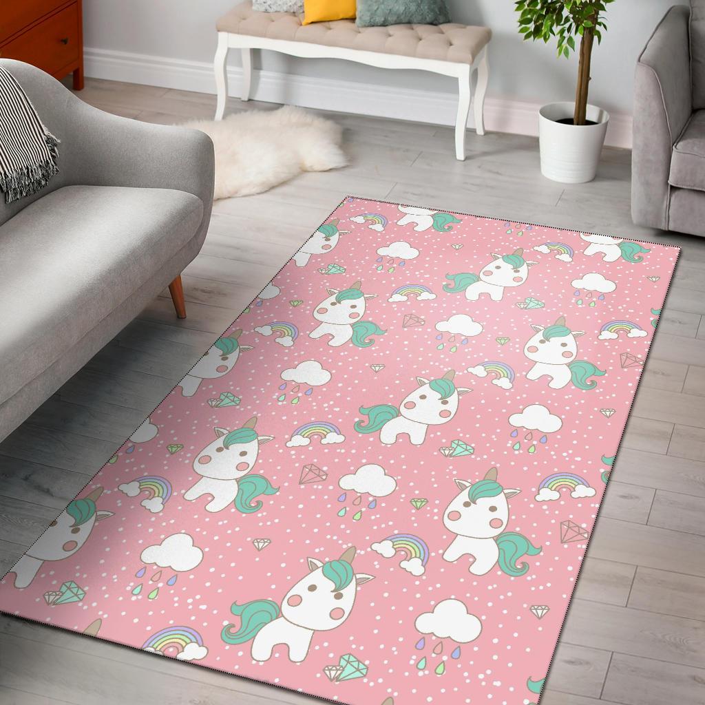 Unicorn Pink Pattern Print Floor Mat-grizzshop