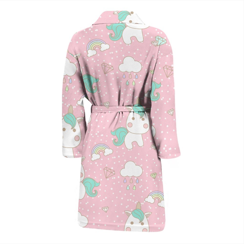 Unicorn Pink Pattern Print Men Long Robe-grizzshop