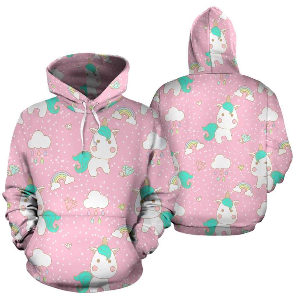 Unicorn Pink Pattern Print Men Women Pullover Hoodie-grizzshop