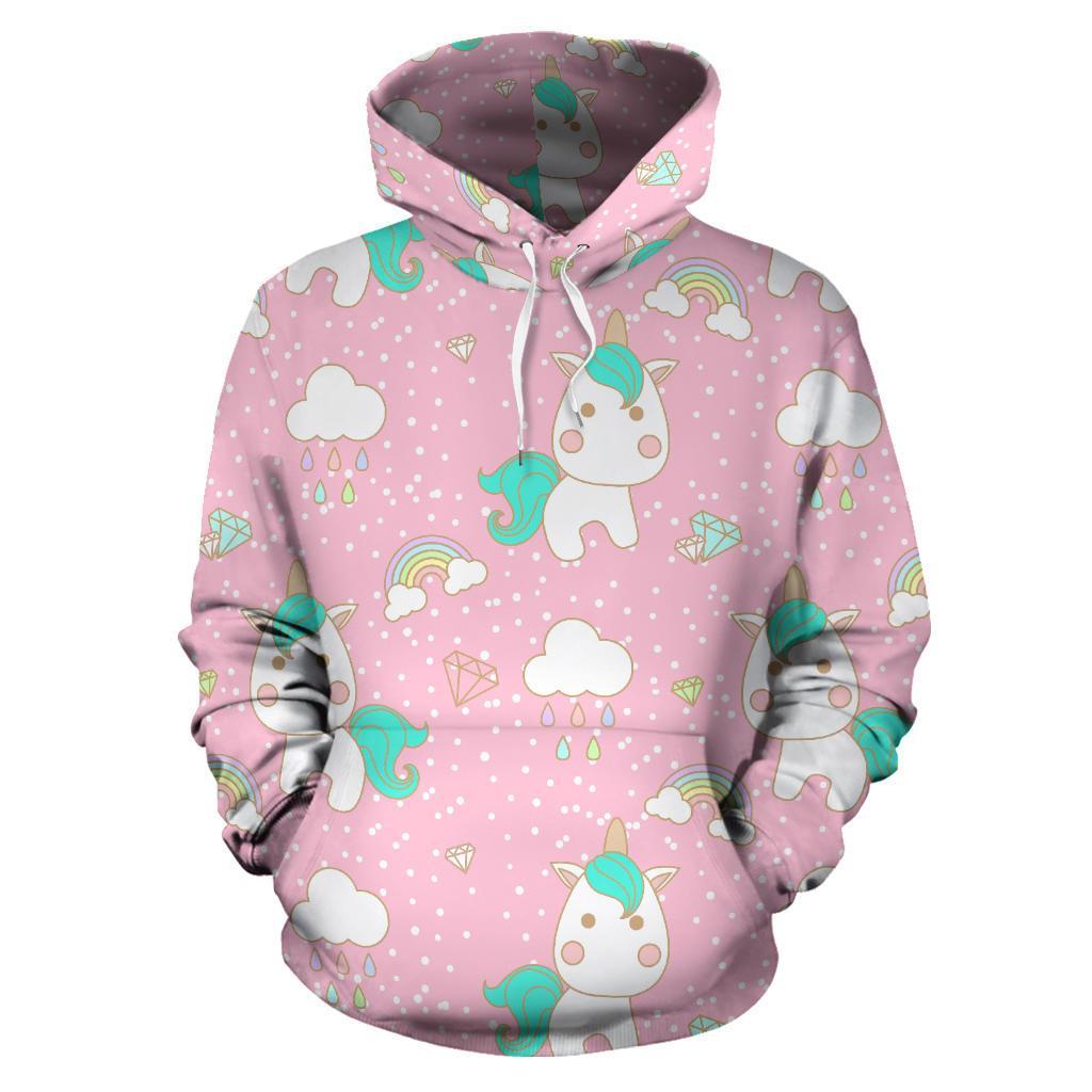 Unicorn Pink Pattern Print Men Women Pullover Hoodie-grizzshop