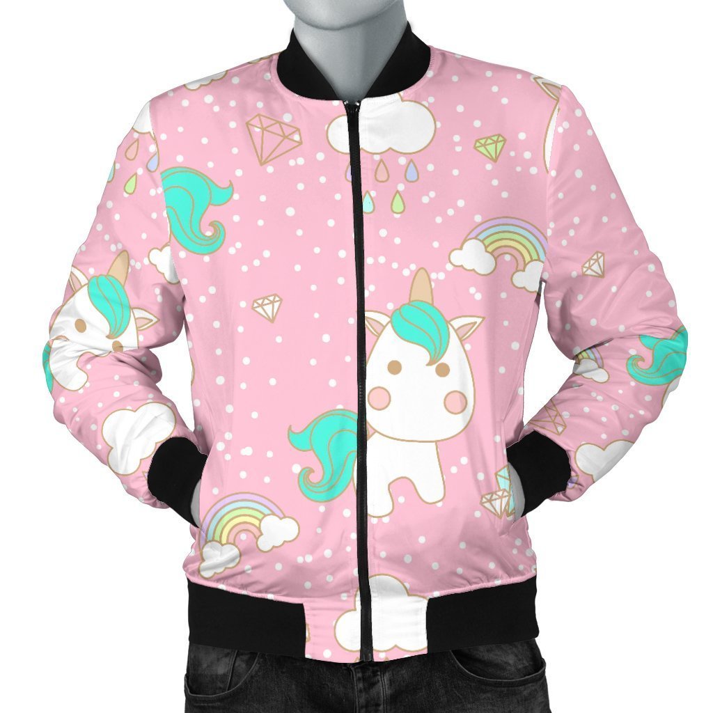 Unicorn Pink Pattern Print Men's Bomber Jacket-grizzshop