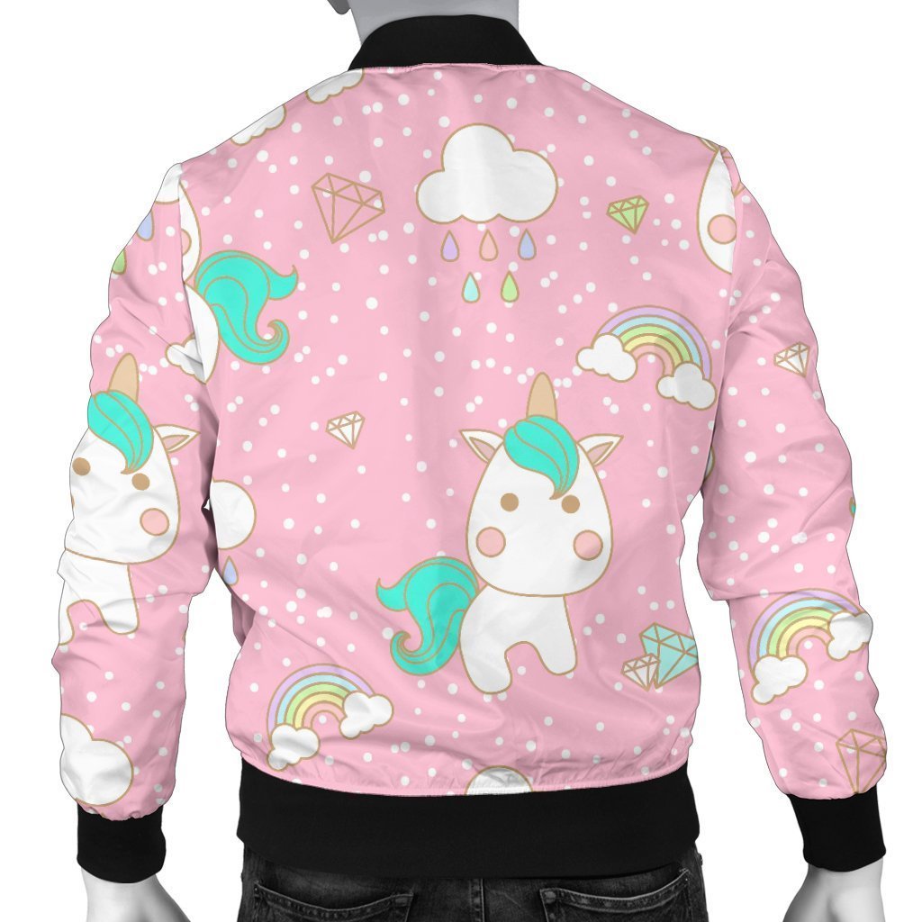 Unicorn Pink Pattern Print Men's Bomber Jacket-grizzshop