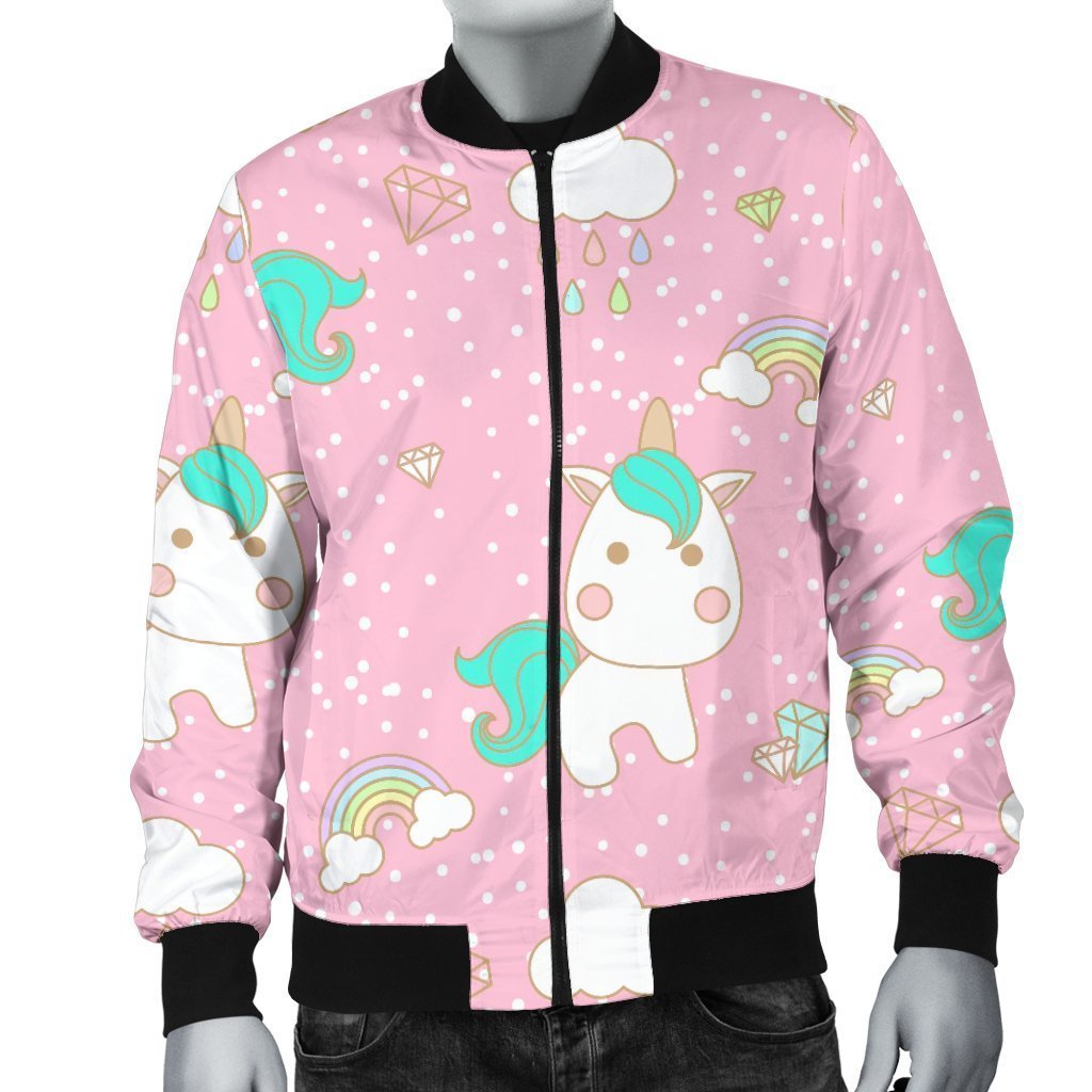 Unicorn Pink Pattern Print Men's Bomber Jacket-grizzshop