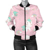 Unicorn Pink Pattern Print Women Casual Bomber Jacket-grizzshop