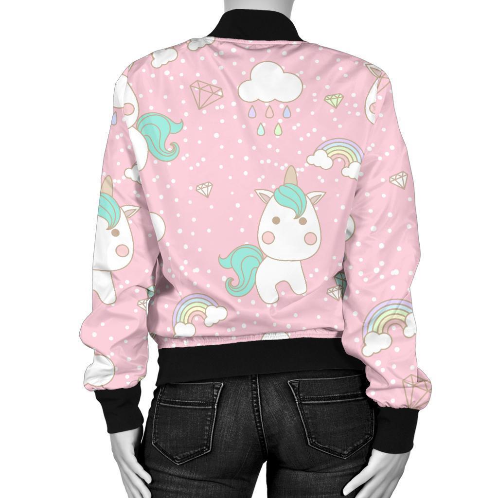 Unicorn Pink Pattern Print Women Casual Bomber Jacket-grizzshop