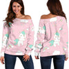 Unicorn Pink Pattern Print Women Off Shoulder Sweatshirt-grizzshop