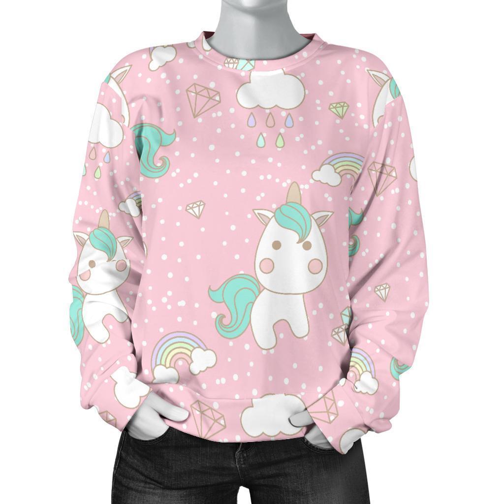 Unicorn Pink Pattern Print Women's Sweatshirt-grizzshop