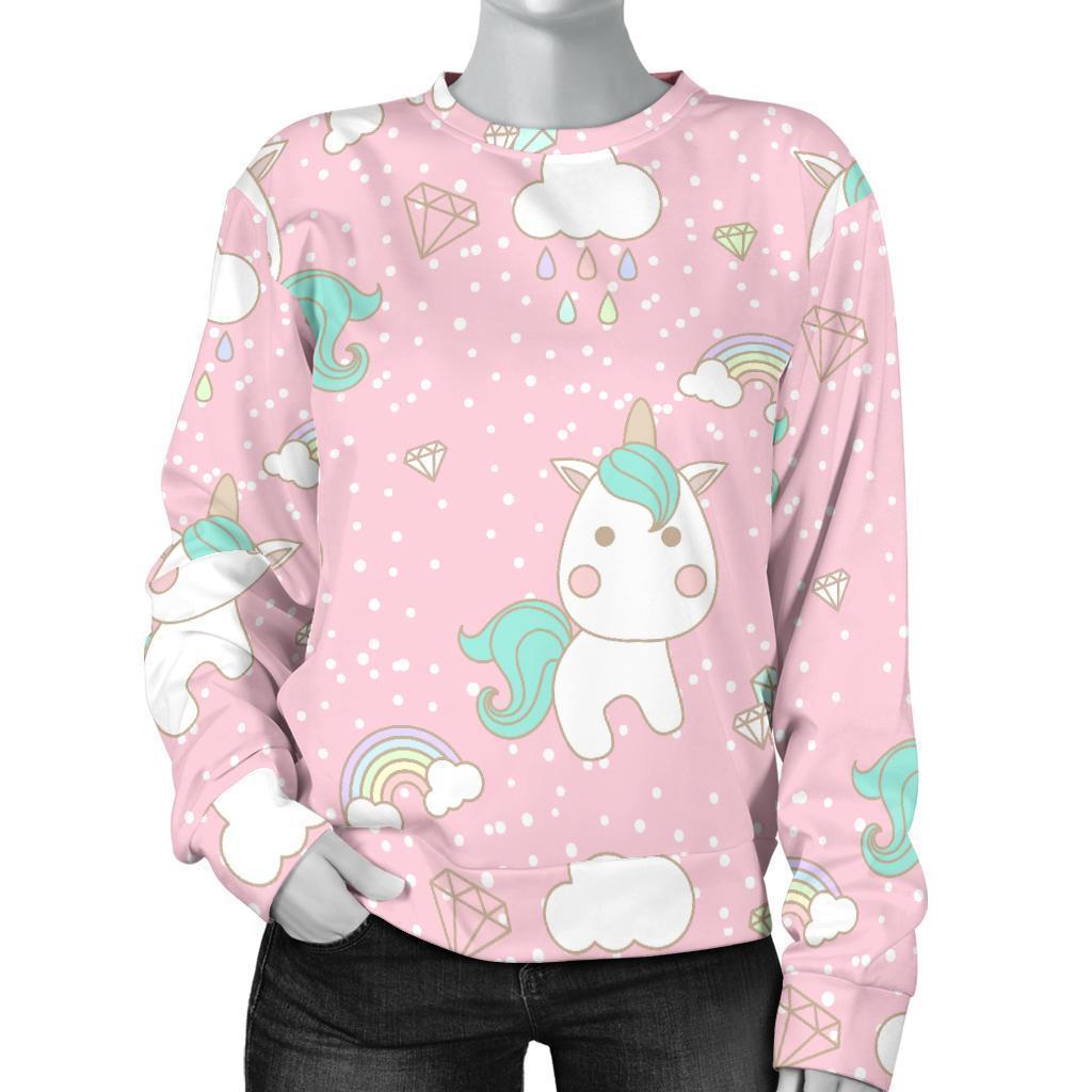 Unicorn Pink Pattern Print Women's Sweatshirt-grizzshop