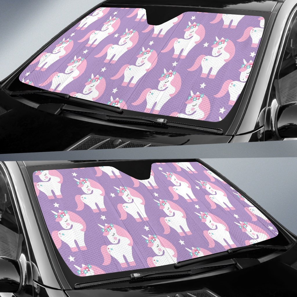 Unicorn Print Pattern Car Sun Shade-grizzshop