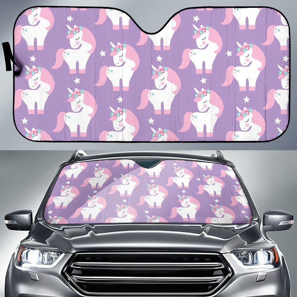 Unicorn Print Pattern Car Sun Shade-grizzshop