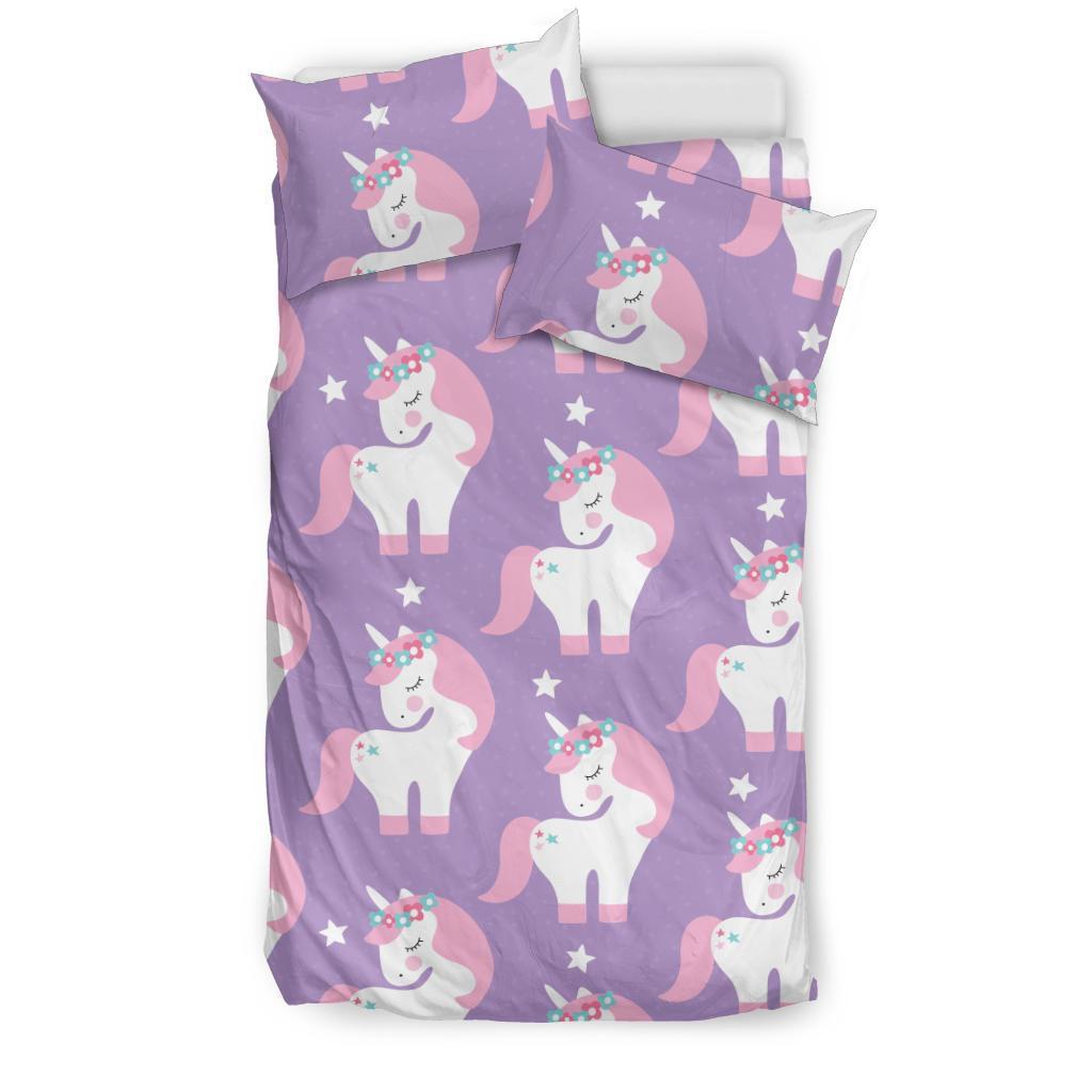 Unicorn Print Pattern Duvet Cover Bedding Set-grizzshop