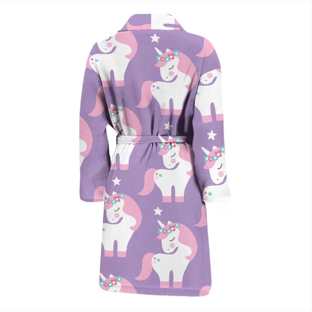 Unicorn Print Pattern Men Long Robe-grizzshop