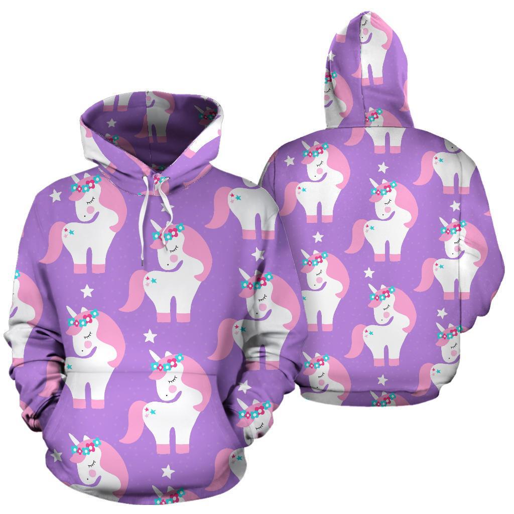 Unicorn Print Pattern Men Women Pullover Hoodie-grizzshop