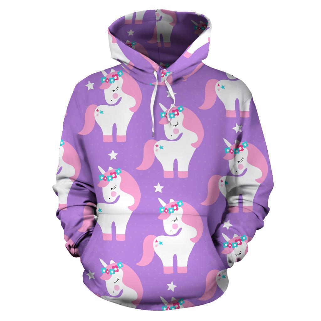 Unicorn Print Pattern Men Women Pullover Hoodie-grizzshop