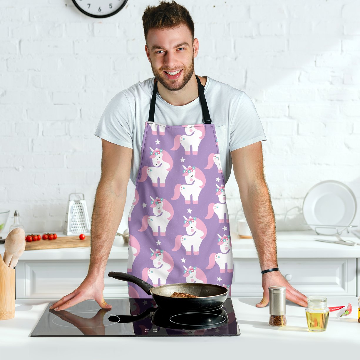 Unicorn Print Pattern Men's Apron-grizzshop