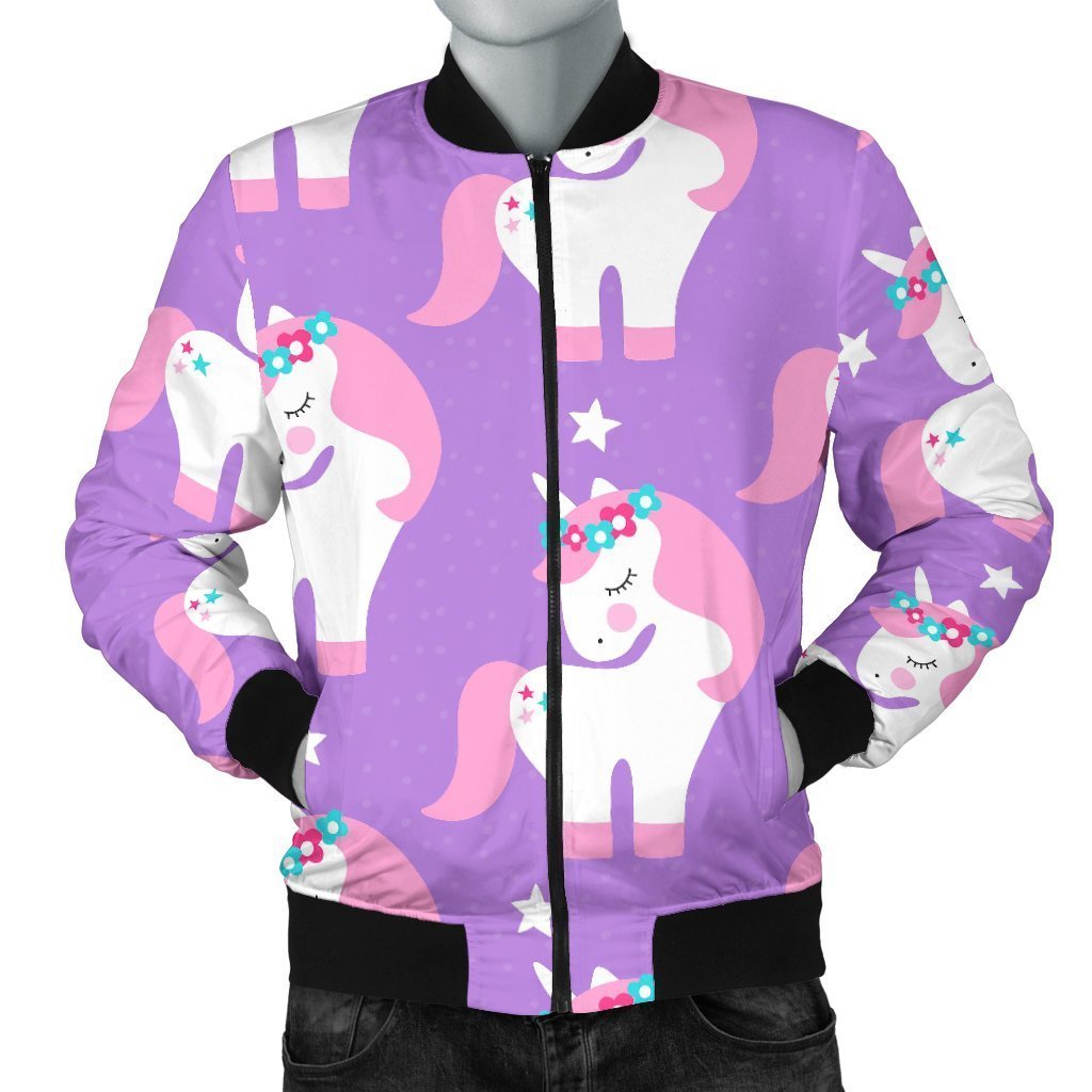 Unicorn Print Pattern Men's Bomber Jacket-grizzshop