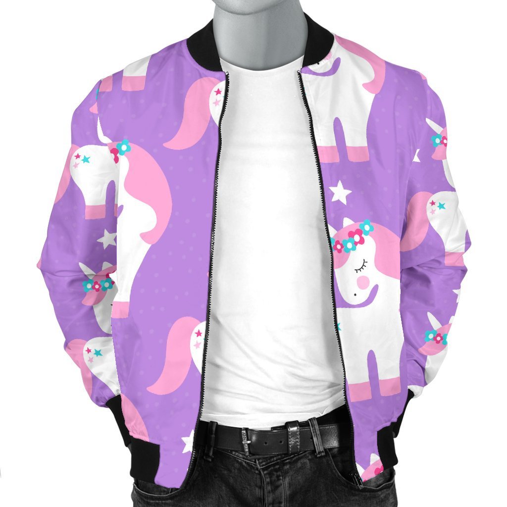 Unicorn Print Pattern Men's Bomber Jacket-grizzshop