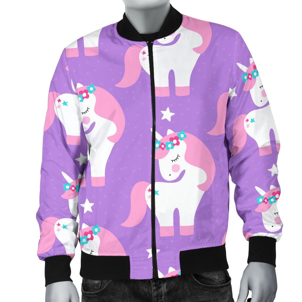 Unicorn Print Pattern Men's Bomber Jacket-grizzshop