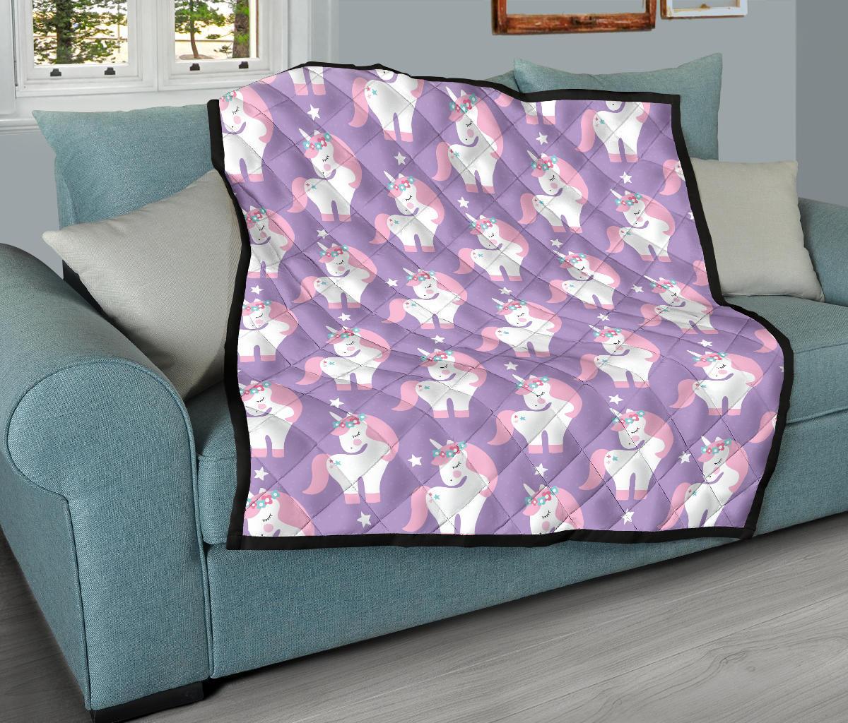 Unicorn Print Pattern Quilt-grizzshop