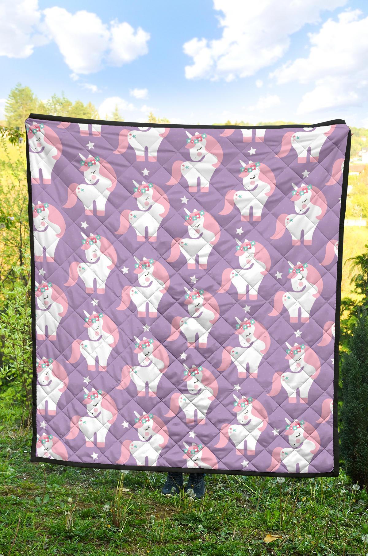 Unicorn Print Pattern Quilt-grizzshop