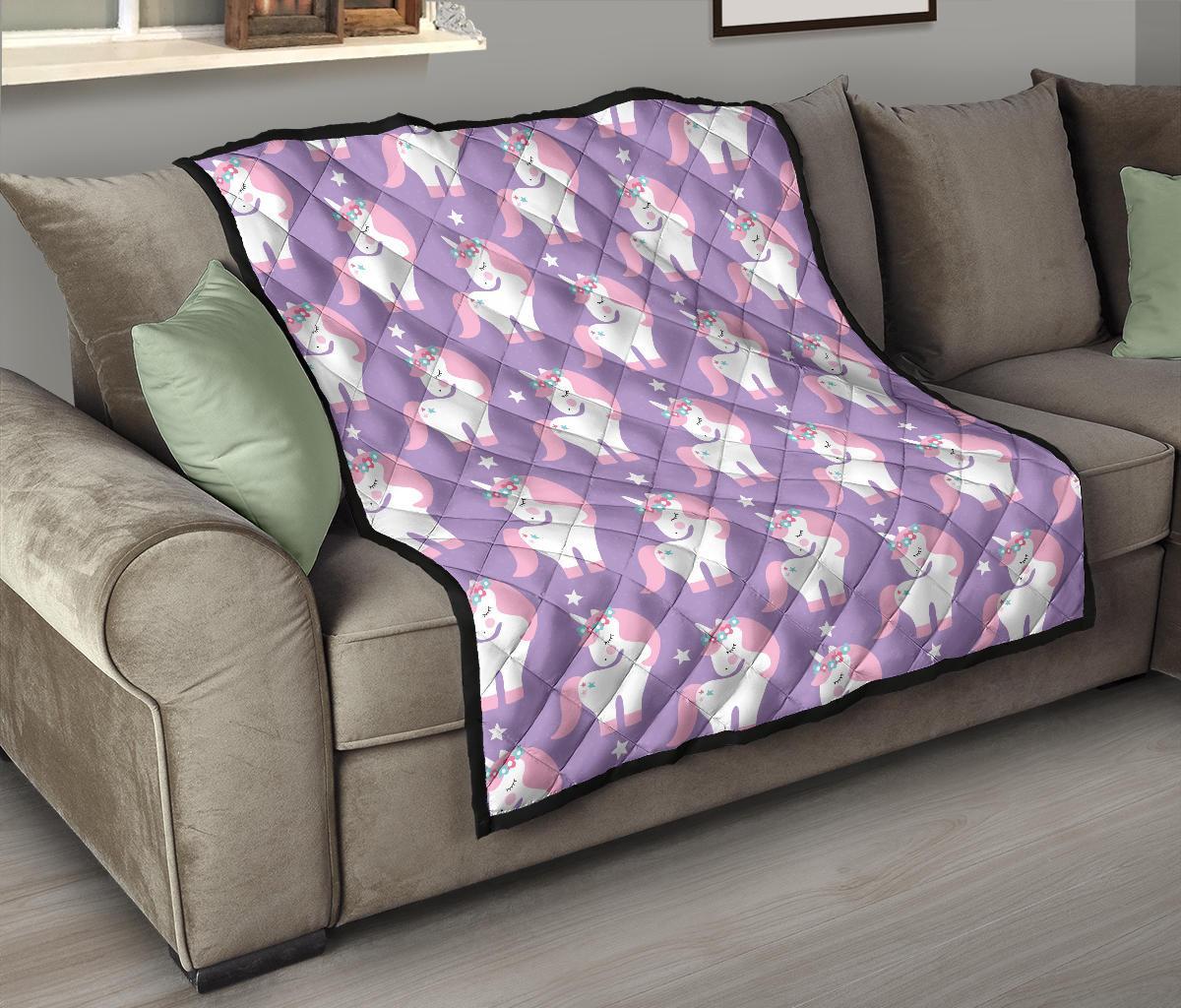 Unicorn Print Pattern Quilt-grizzshop